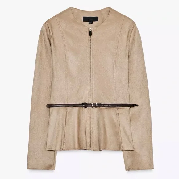 NWT - Zara Suede Belted Women's Jacket - Super Elegant! - Picture 3 of 6